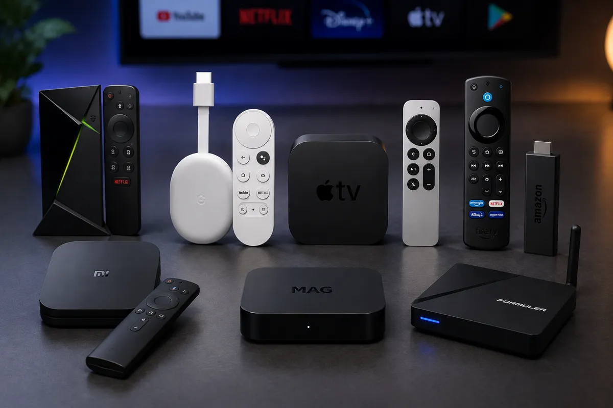 Naamloos Android kastje met OTT TV BOX op de verpakking gedrukt