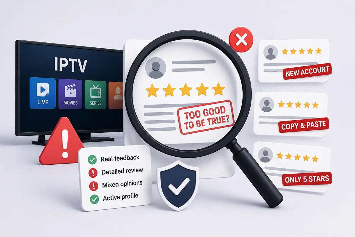 Kenmerken van neppe IPTV reviews naast elkaar gezet